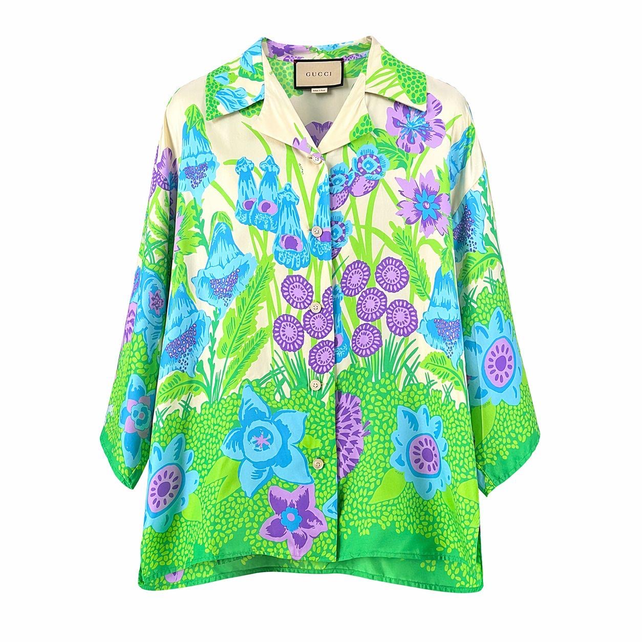 GUCCI - SET SHIRT AND SHORTS SILK FLORAL PRINT SIZE 36 IT