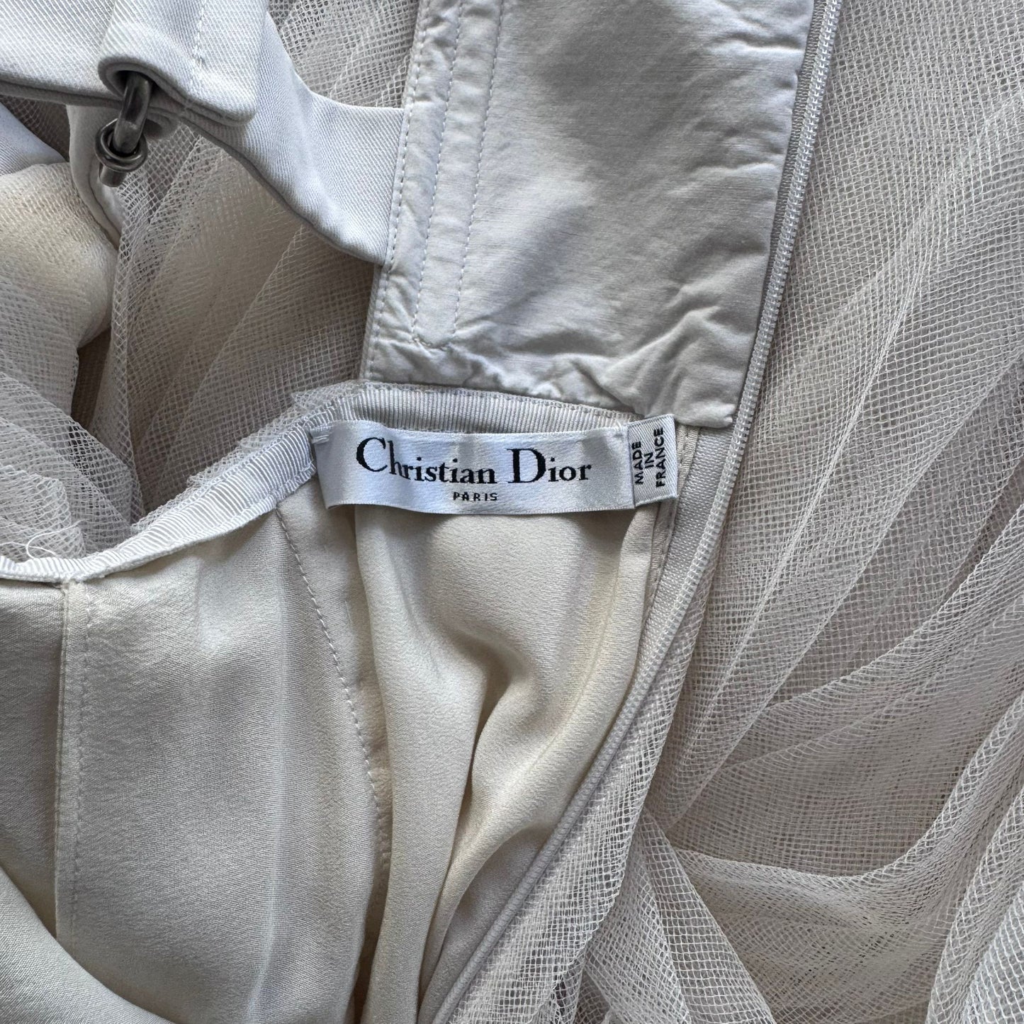 DIOR - DRESS LONG WHITE WITH BUSTIER AND GOWN SIZE 38 FR