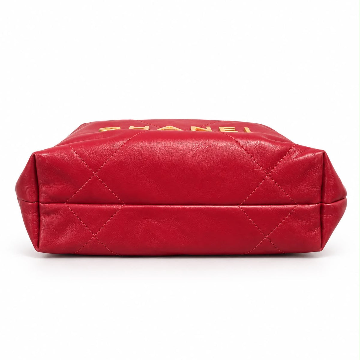 CHANEL - *NEW* BAG 22 MINI HOBO RED QUILTED CALFSKIN WITH GOLD TONE HARDWARE