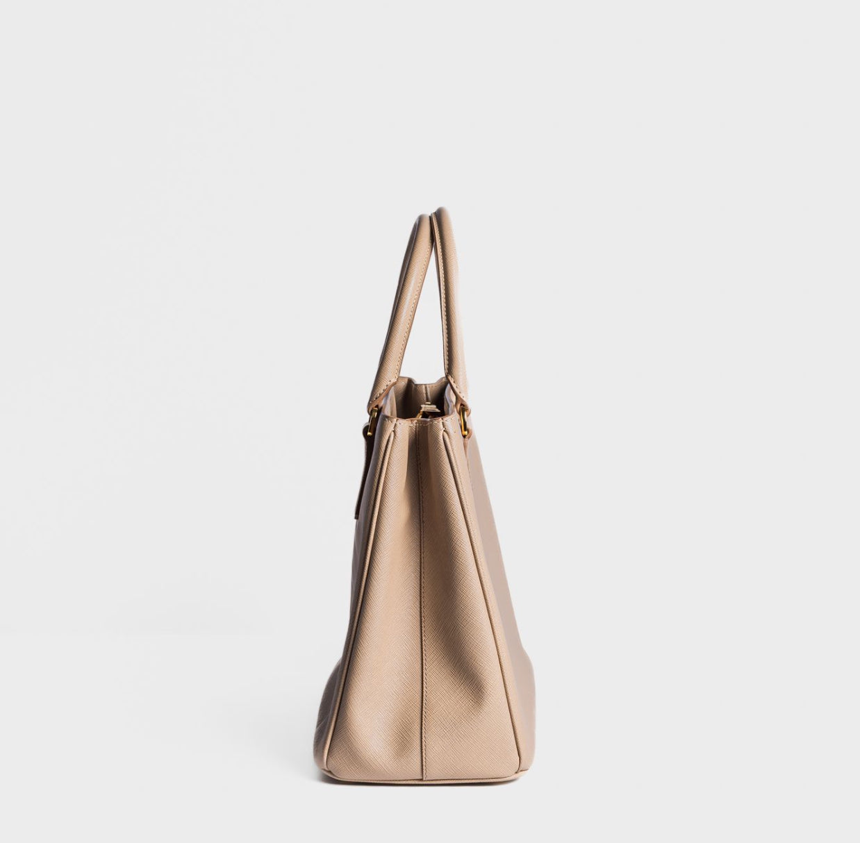 PRADA - BAG GALLERIA MEDIUM BEIGE SAFFIANO LEATHER WITH GOLD HARDWARE