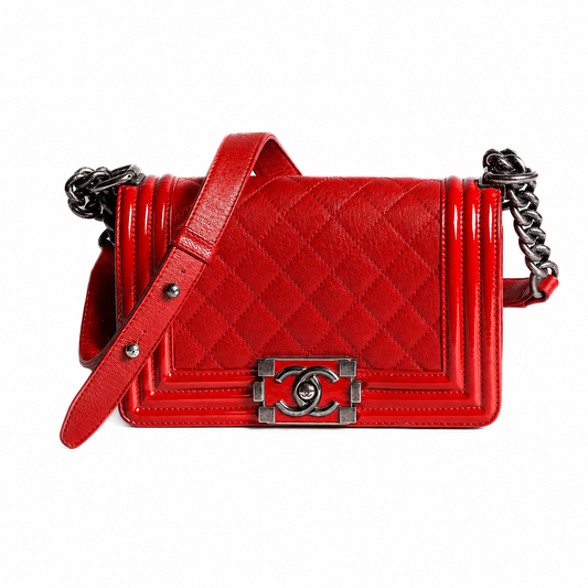 CHANEL - *LIMITED EDITION* BAG BOY SMALL RED AND RUTHENIUM HARDWARE