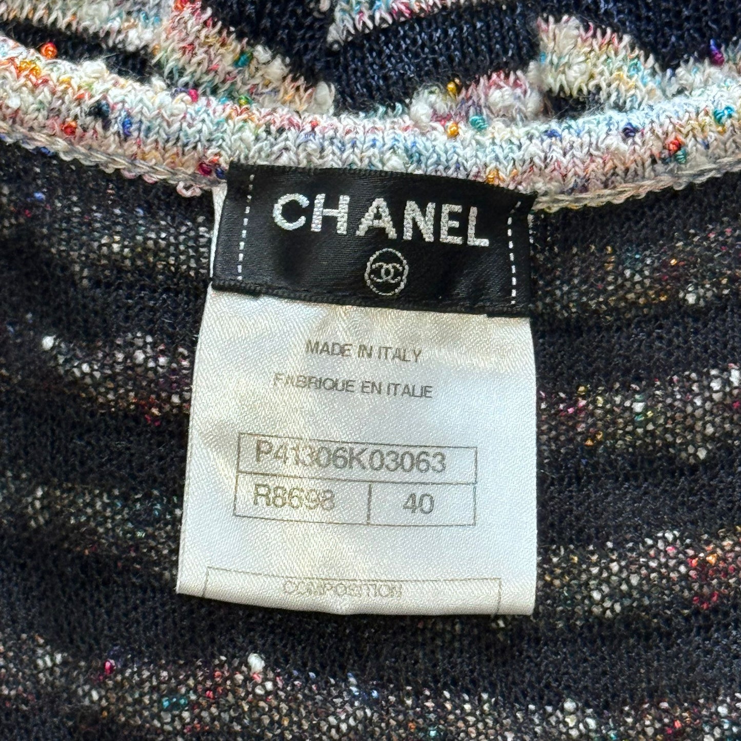 CHANEL - DRESS MIDI TWEED STRIPES MULTICOLOR SIZE 40 FR