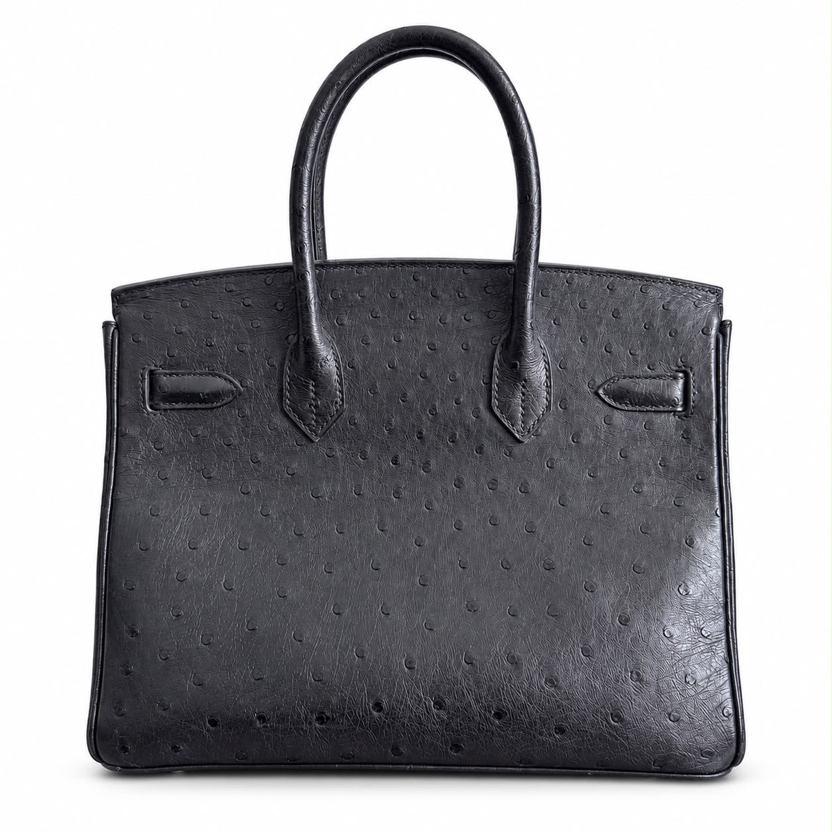 HERMÈS - *RARE* BAG BIRKIN 30 MATTE OSTRICH LEATHER HANDBAG WITH PALLADIUM HARDWARE