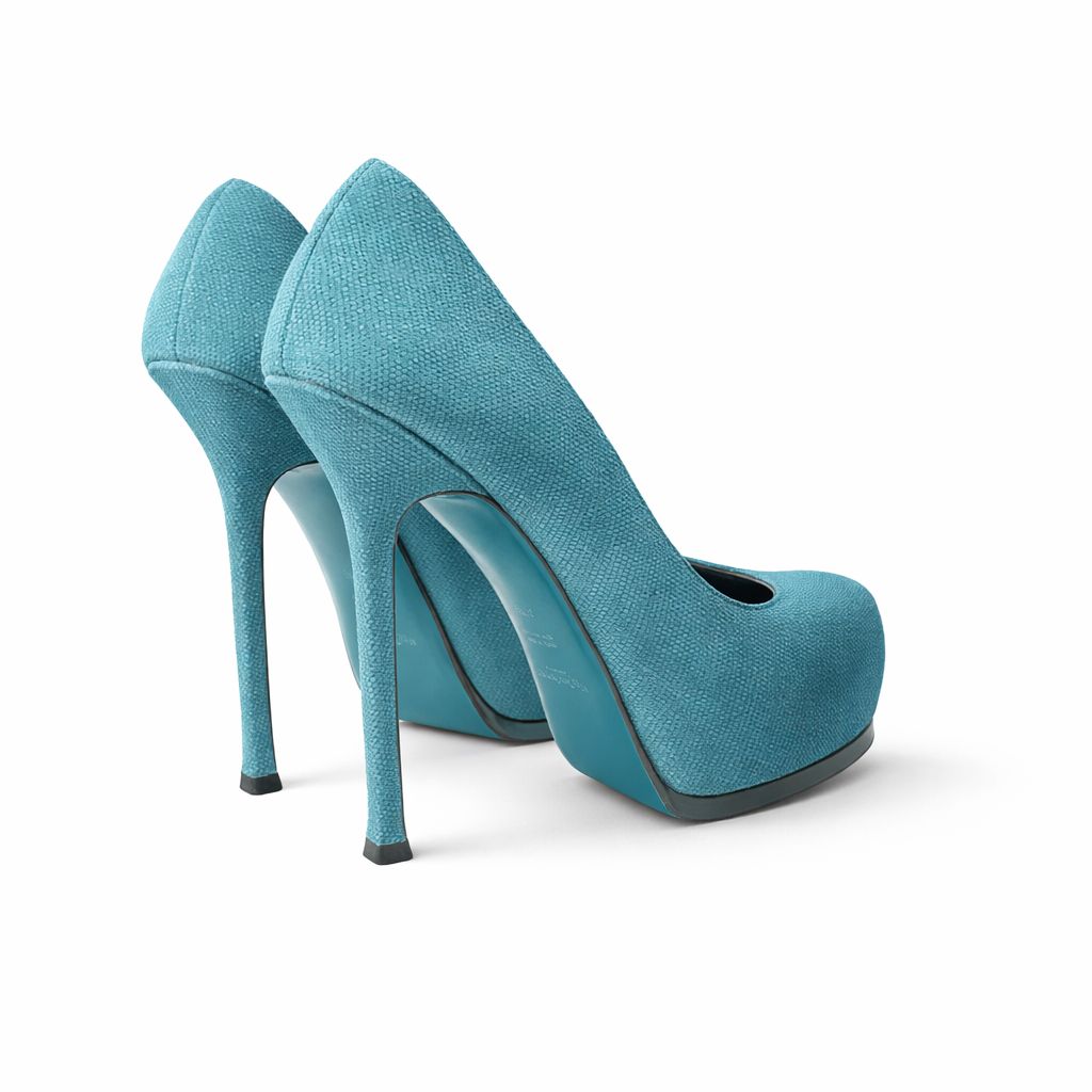 SAINT LAURENT - PUMPS TRIBTOO TEAL BLUE LIZARD SIZE 37,5 EU