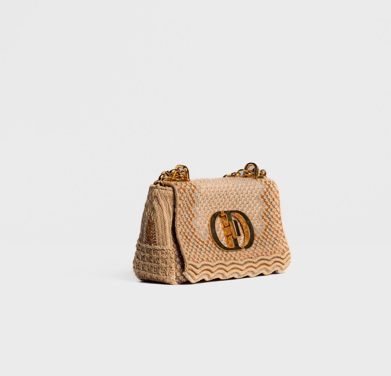 DIOR - BAG CARO IN BEIGE RAFFIA &  SUEDE