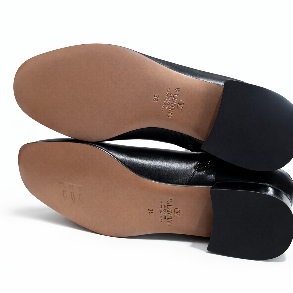 VALENTINO - *BRAND NEW* VLOGO HIGH BOOTS BLACK LEATHER SIZE 36 EU