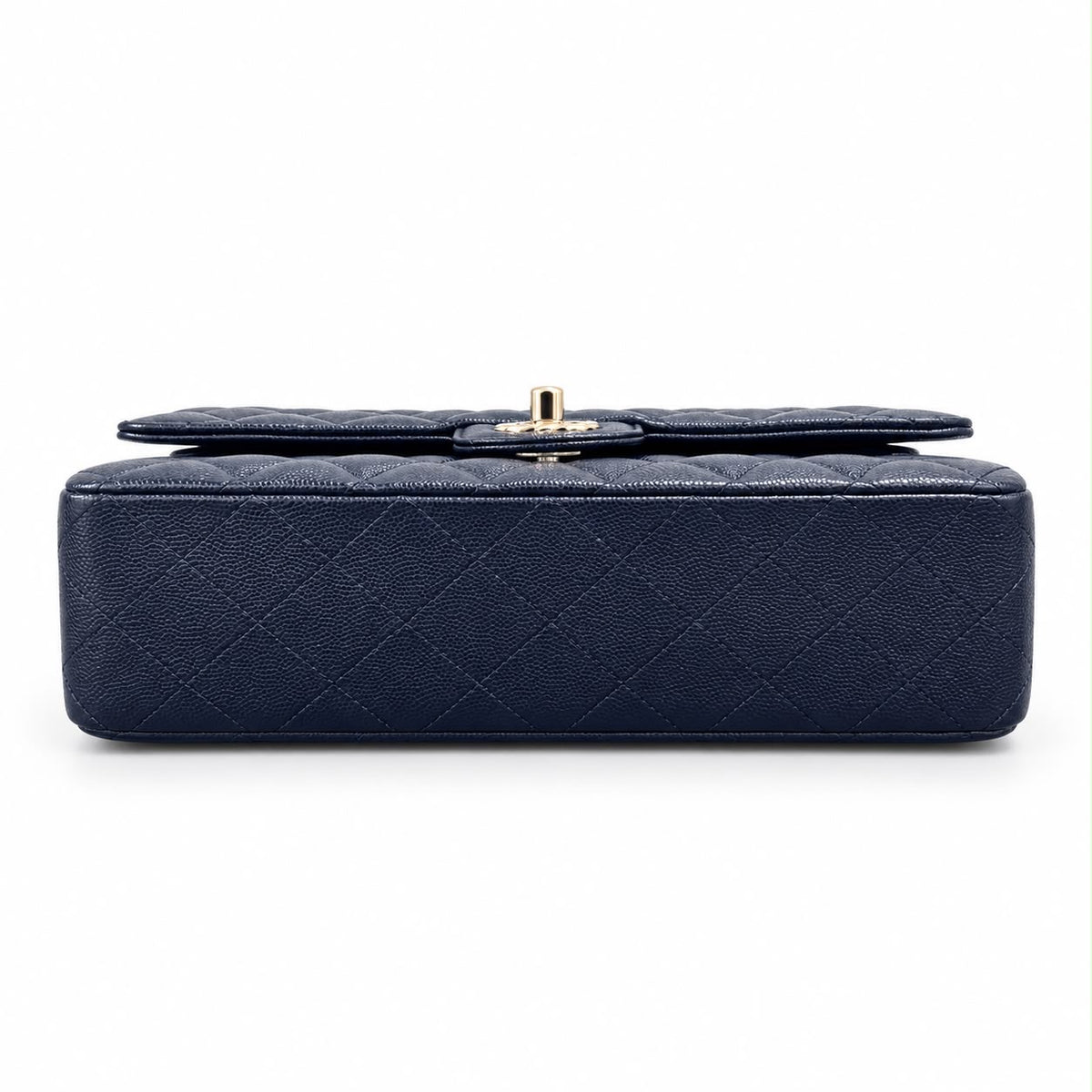 CHANEL - BAG TIMELESS CLASSIC DOUBLE FLAP MEDIUM BLUE NAVY CAVIAR LEATHER WITH SILVER TONE HARDWARE