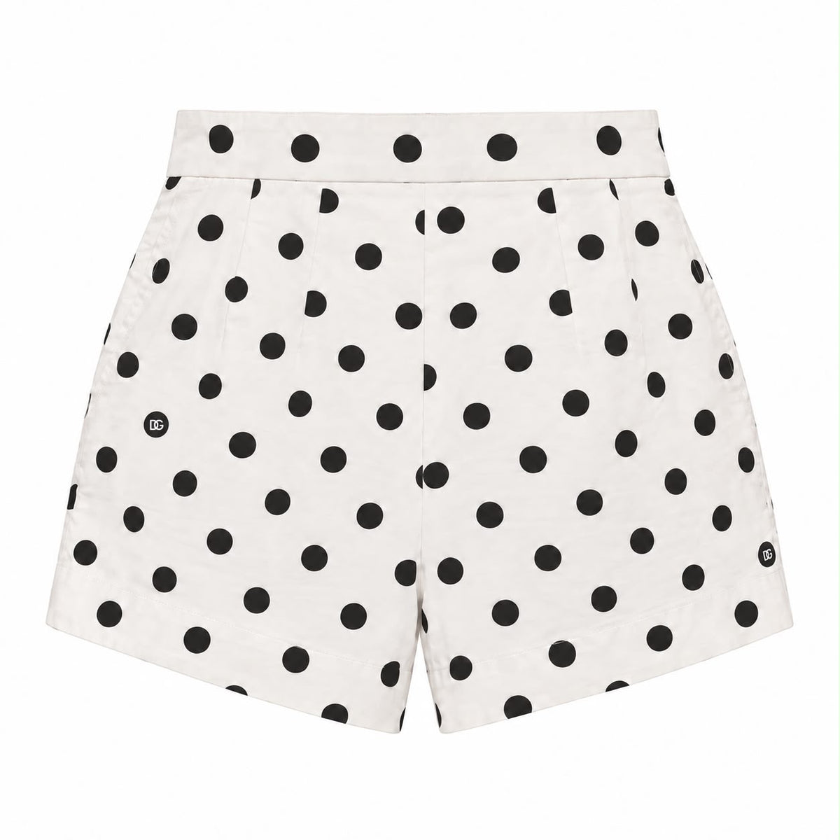 DOLCE & GABBANA - SHORTS HIGH-WAISTED WHITE & BLACK POLKADOTS SIZE 40 IT / 36 FR