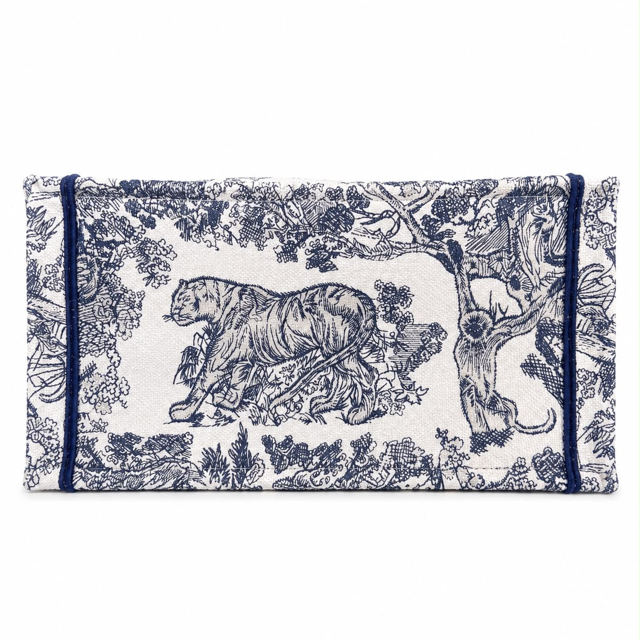 DIOR - TOTE BAG MEDIUM BLUE AND WHITE TOILE DE JOUY EMBROIDERED