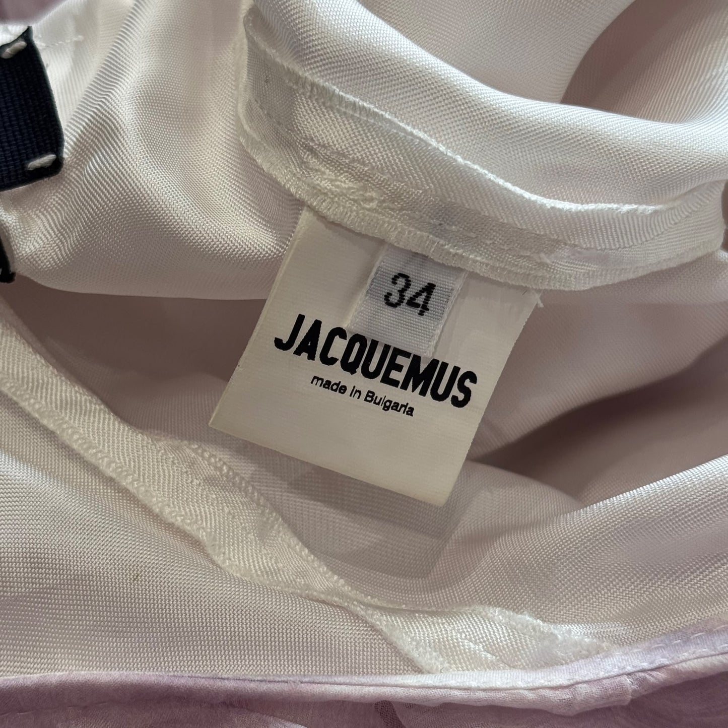 JACQUEMUS - MAXI DRESS CHECKED CHIFFON IN PINK AND WHITE SIZE 34 FR