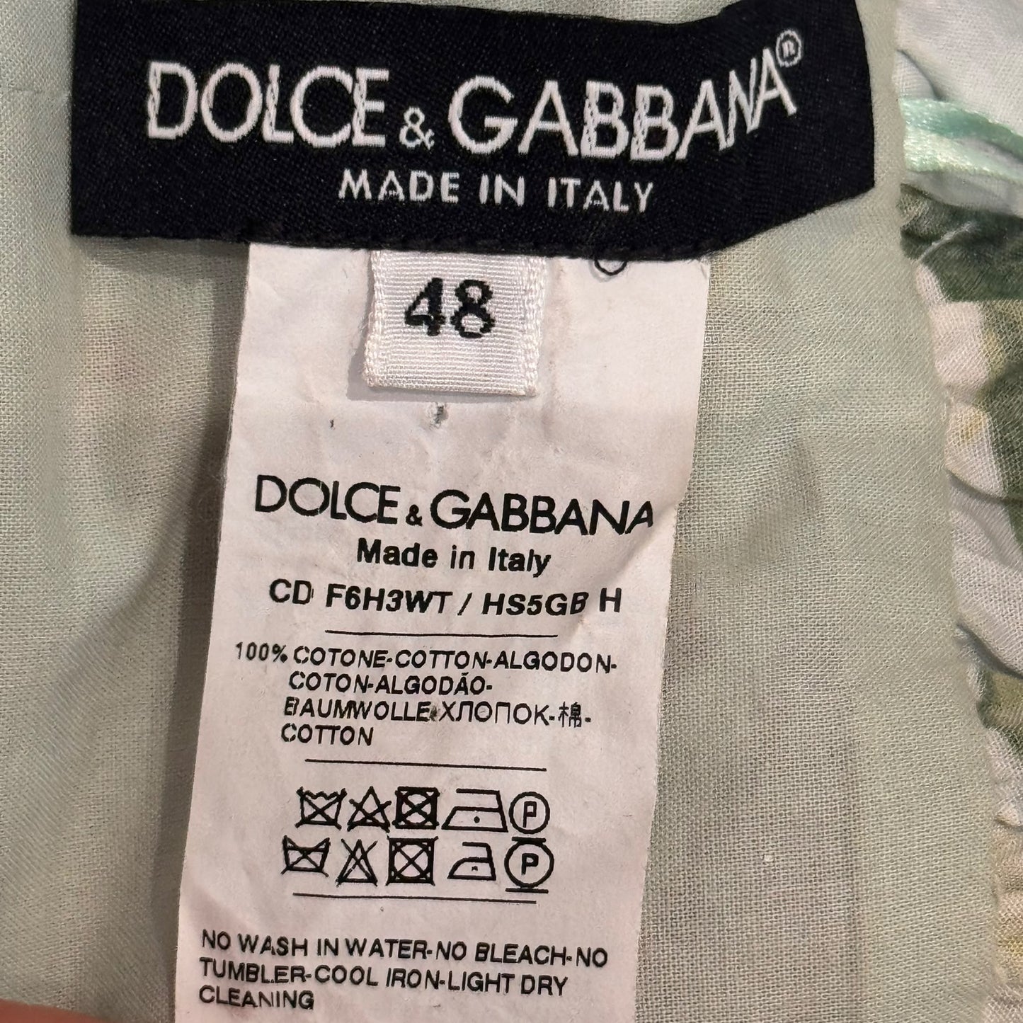 DOLCE & GABBANA - DRESS MIDI FLORAL PRINT COTTON POPLIN WITH BELT SIZE 48 IT