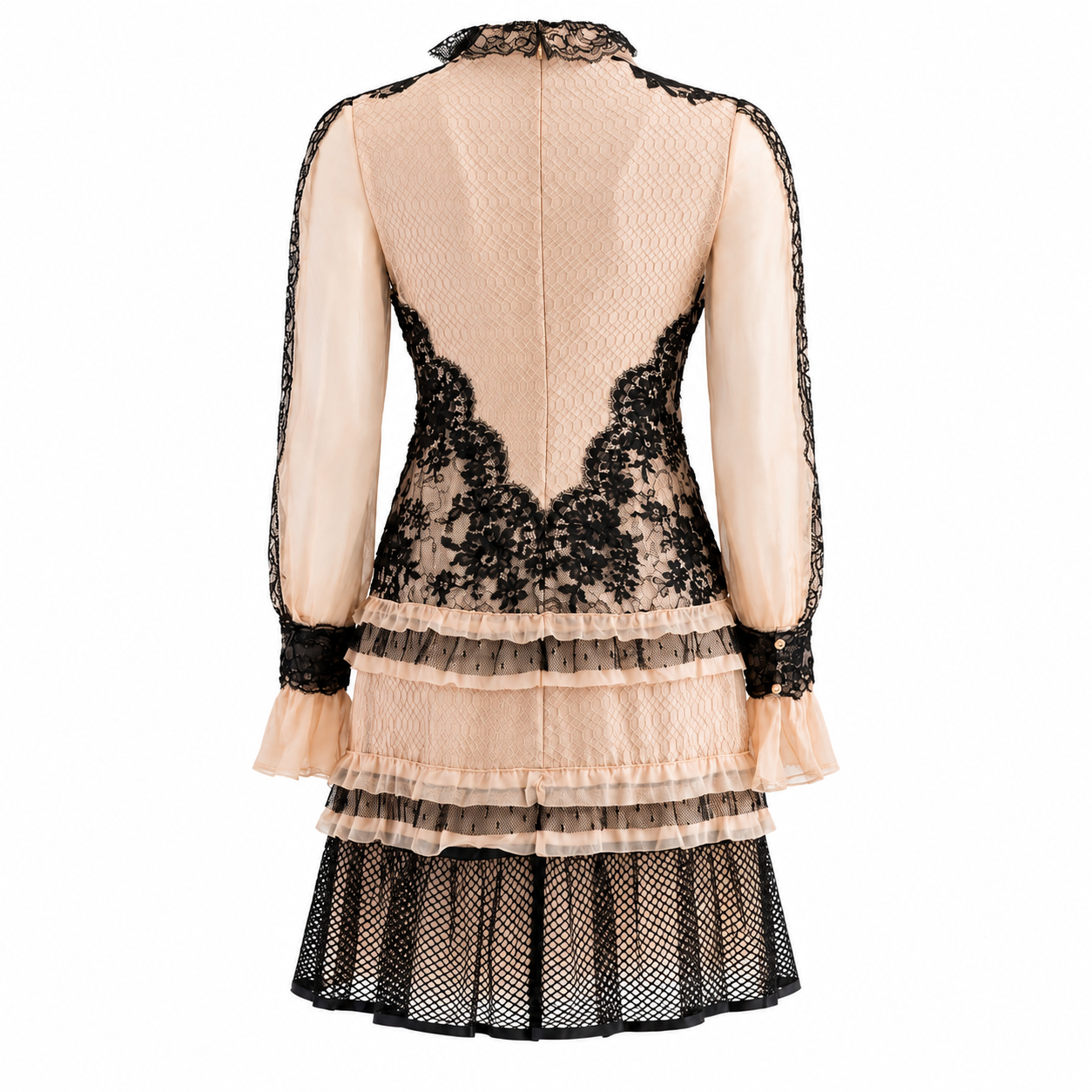 VALENTINO - DRESS MINI LACE BLACK AND PINK SIZE S