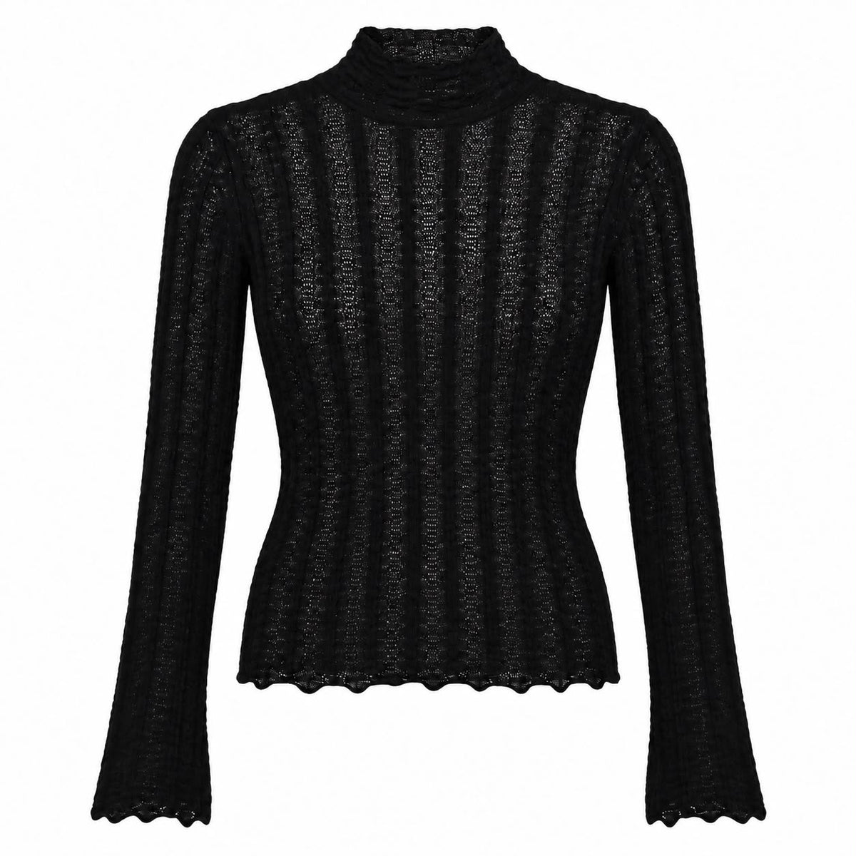 ERMANNO SCERVINO - SWEATER TURTLENECK BLACK SHEER WOOL SIZE 36 IT