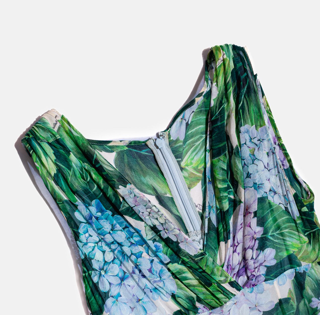 DOLCE & GABBANA - DRESS HYDRANGEA PRINT SILK CHIFFON SLEEVELESS SIZE 40 IT