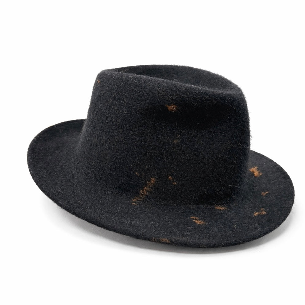 HERMÈS - HAT FELT BLACK ORANGE DETAILS SIZE 57
