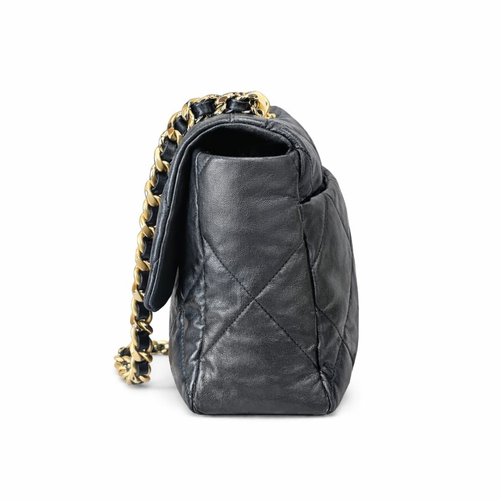 CHANEL - BAG CHANEL 19 BLACK LAMBSKIN