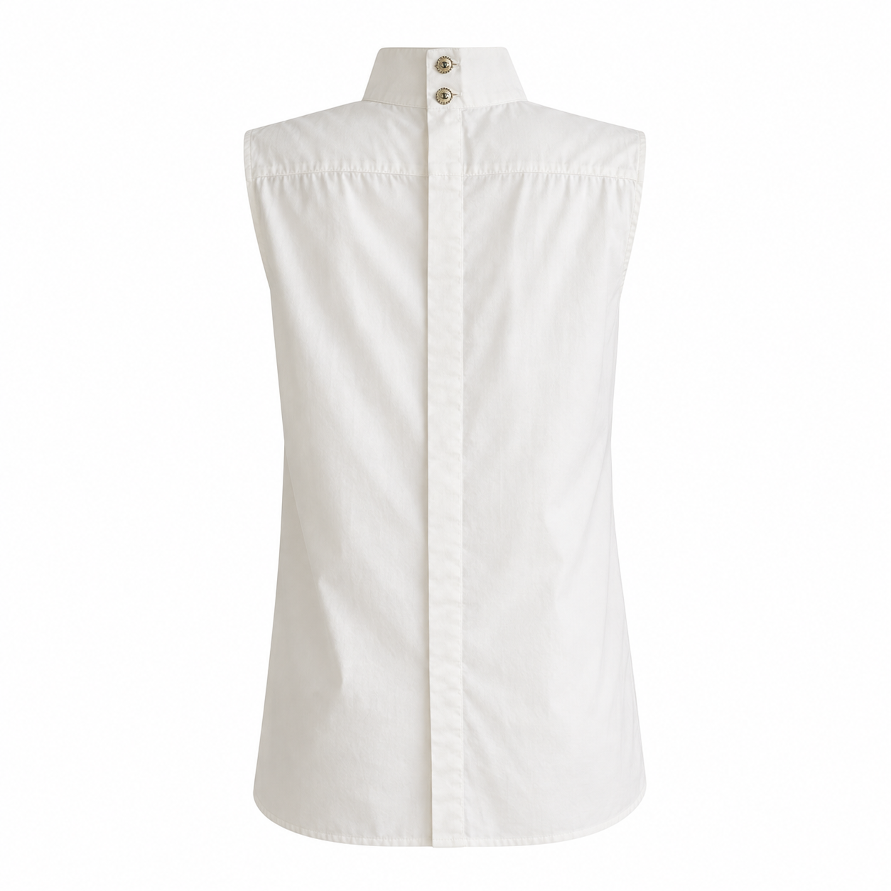 CHANEL - SHIRT SLEVELESS WHITE WITH LARGE SILK BOW SIZE 36 FR