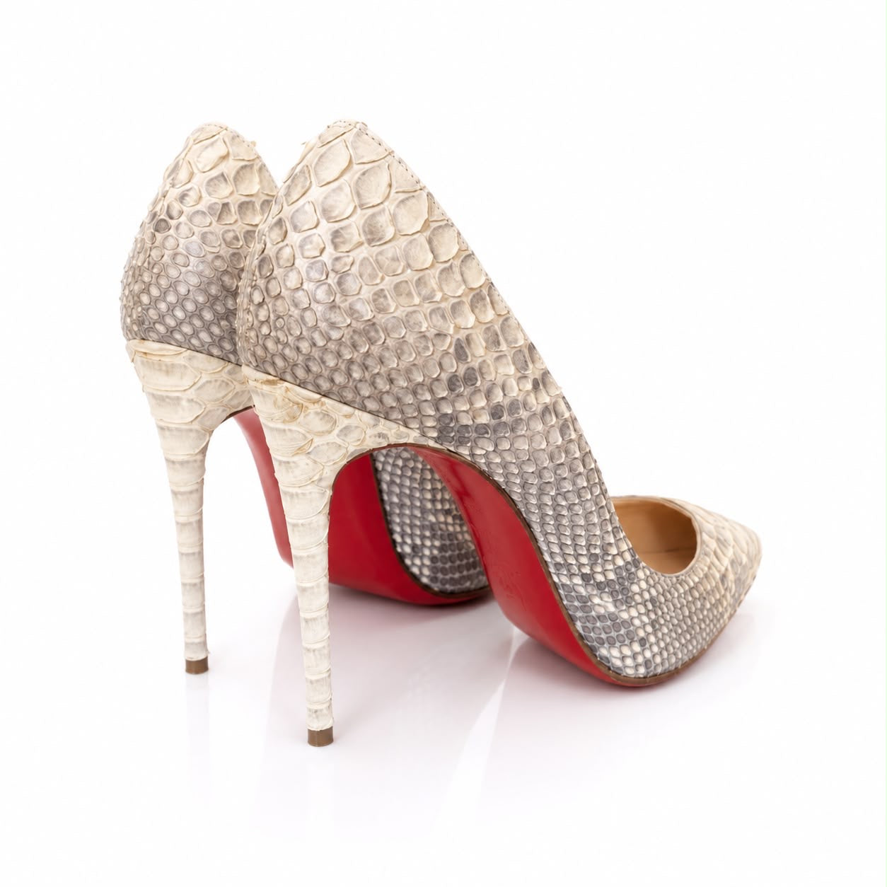 LOUBOUTIN - *NEVER WORN* PUMPS KATE 100 SNAKESKIN NATURAL TONES SIZE 37,5 EU