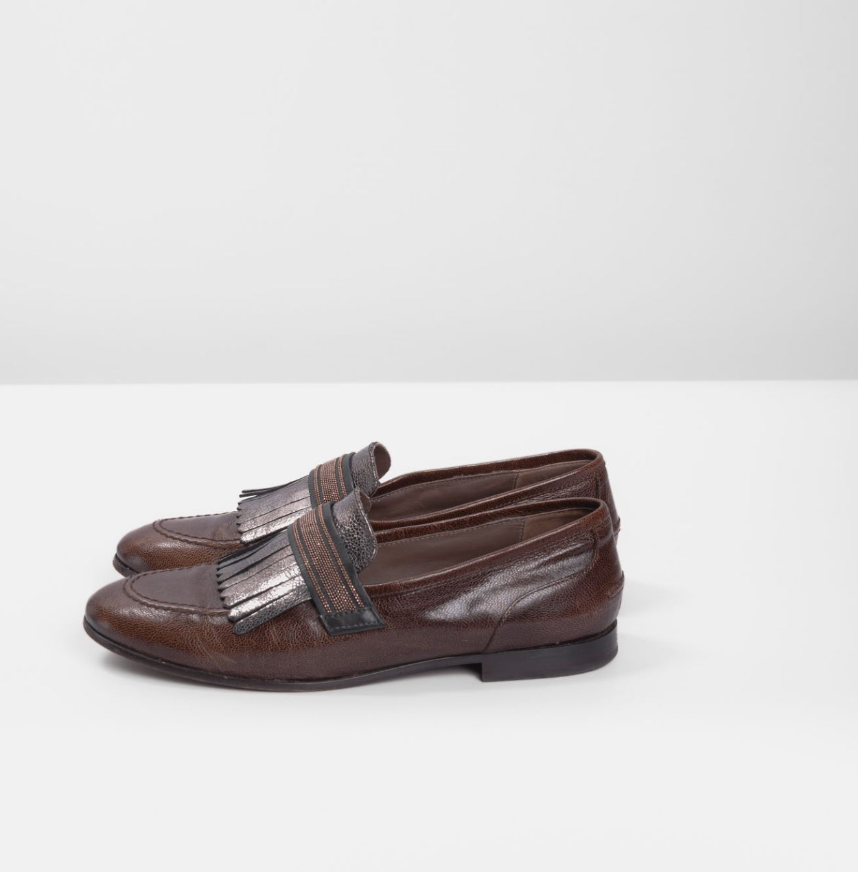 BRUNELLO CUCCINELLI - LOAFER BROWN LEATHER SIZE 39 EU