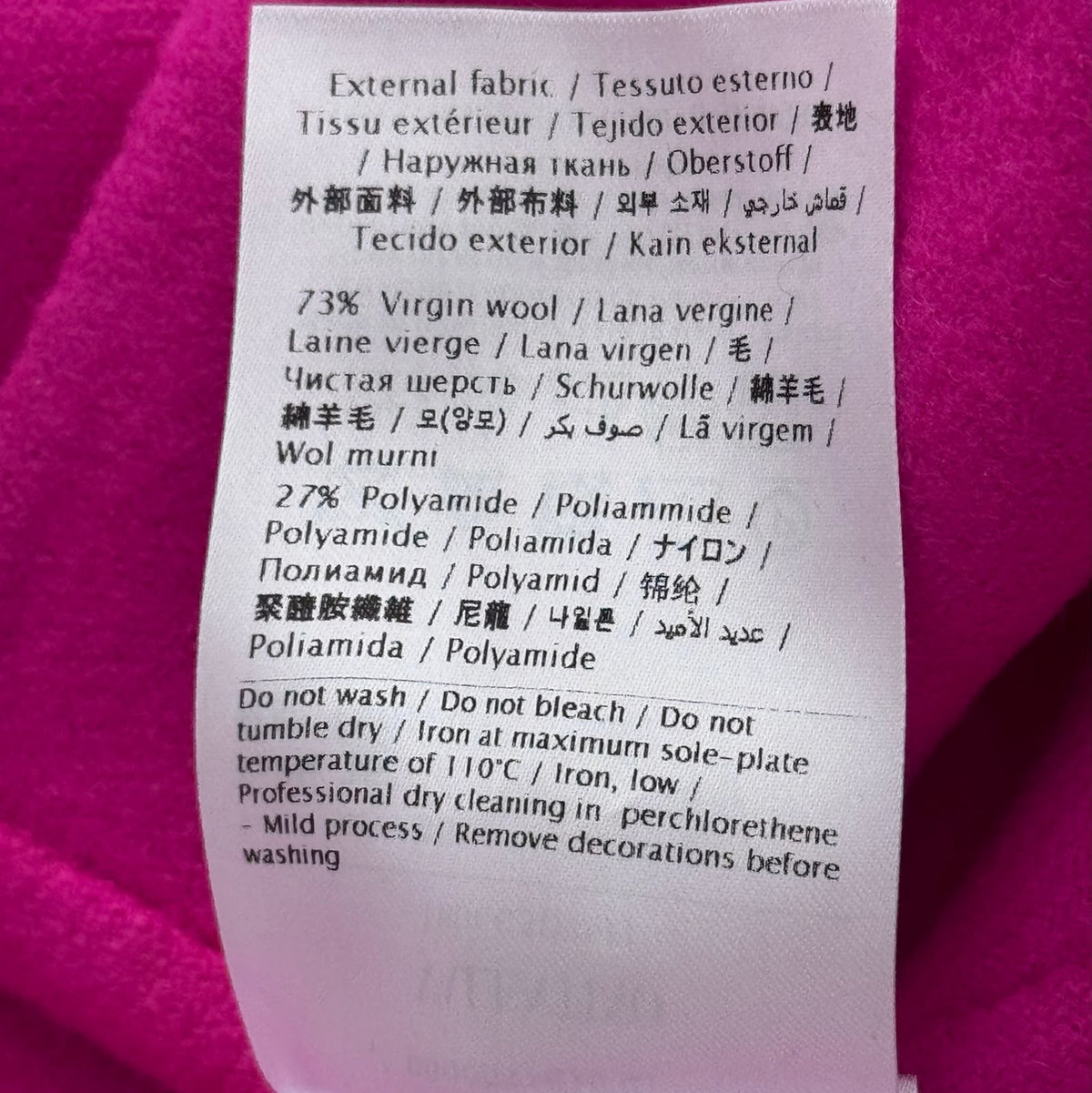 VALENTINO – CAPE IN FUCHSIA VIRGIN WOOL BLEND WITH BOW DETAILS SIZE 36 IT