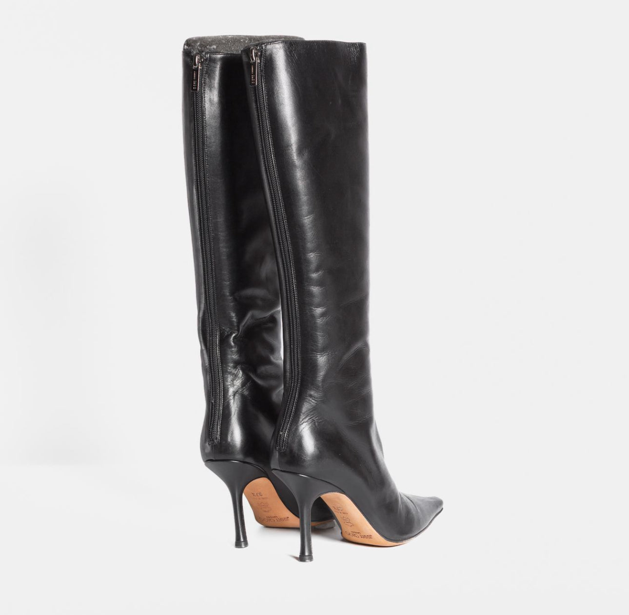 JIMMY CHOO - HIGH BOOTS BLACK LEATHER SIZE 37,5 EU