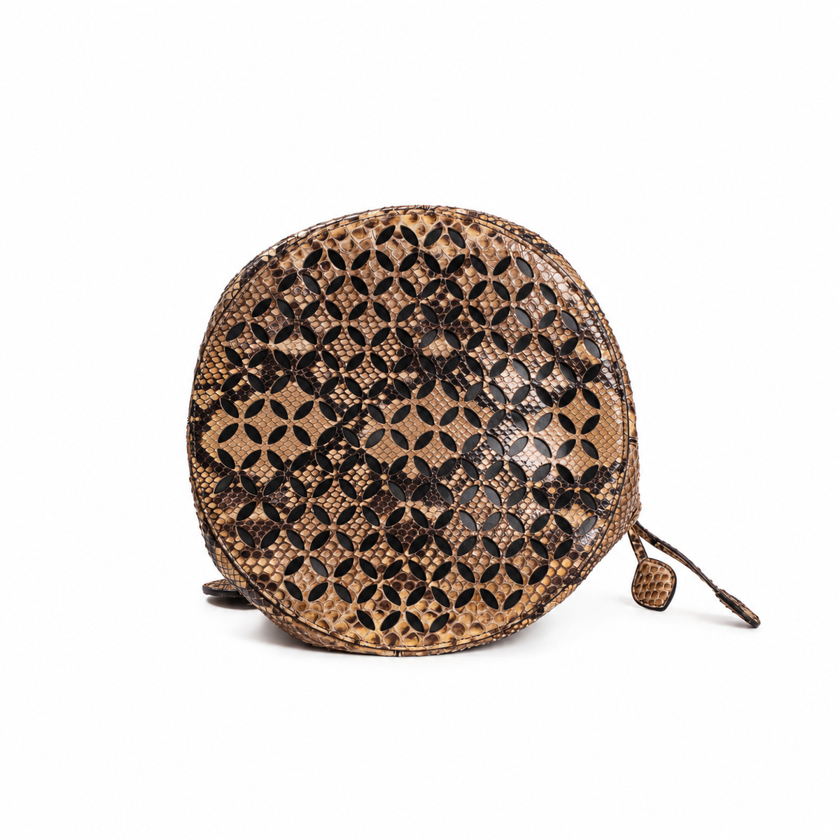 ALAÏA - BAG PYTHON BUCKET IN BLACK AND BROWN WITH STRAP