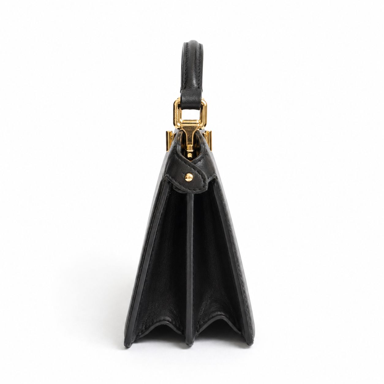 FENDI - BAG PEEKABOO SMALL BLACK LEATHER GOLD HARDWARE