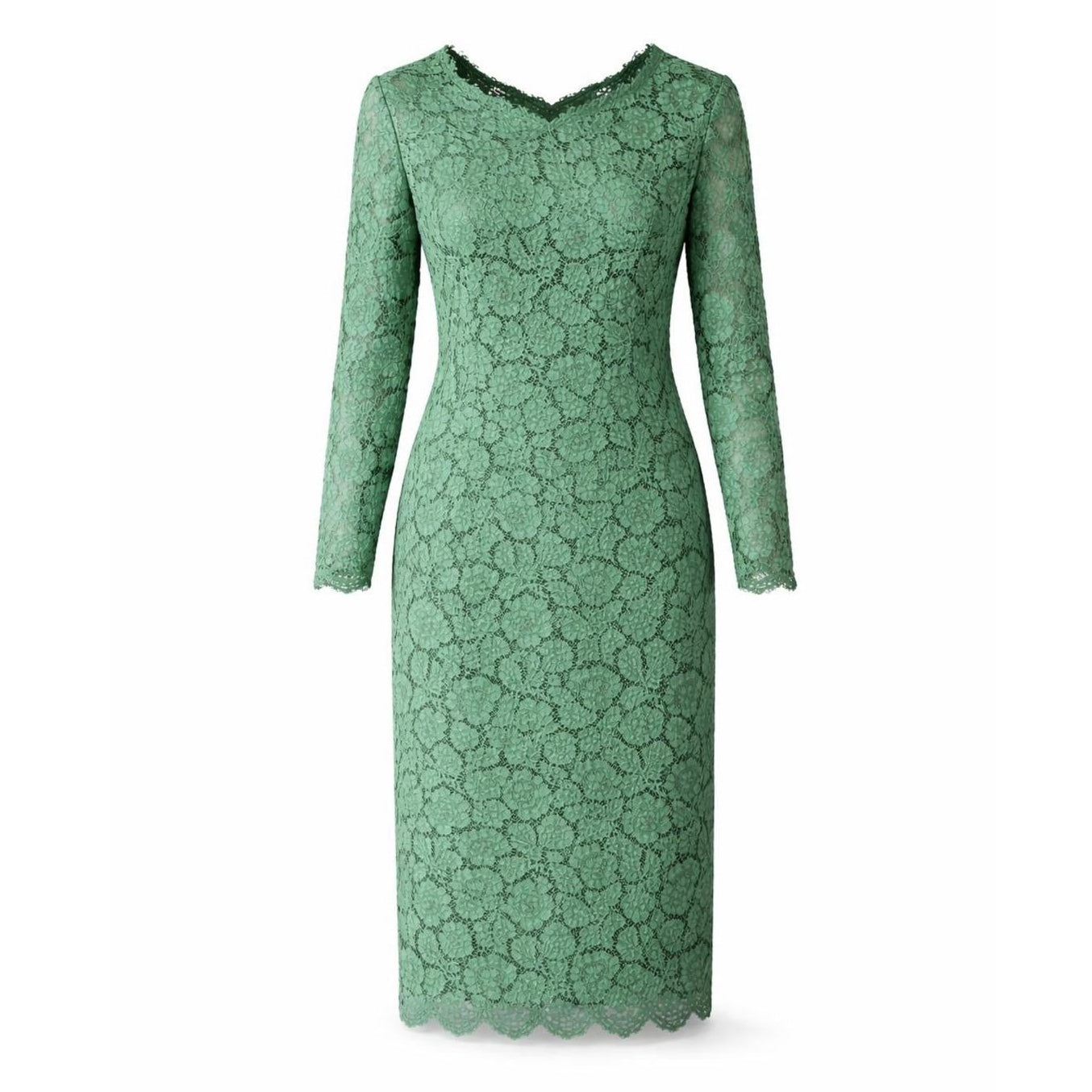 VALENTINO - DRESS GREEN LACE MIDI SIZE 46 IT