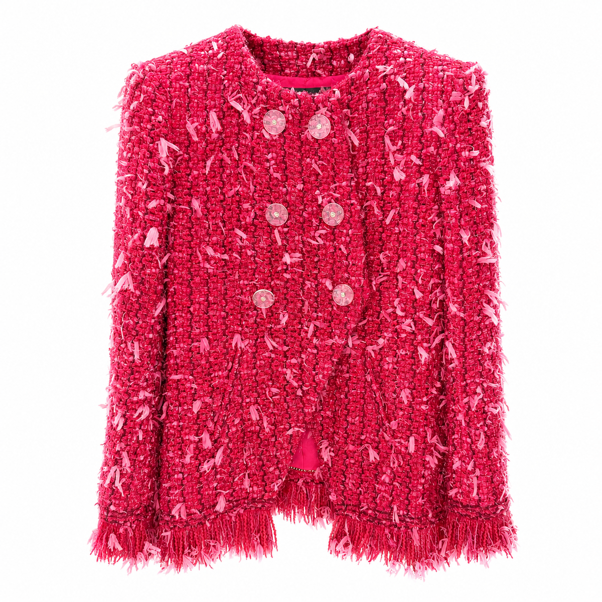 CHANEL - JACKET TWEED “PARIS COSMOPOLITE” RASPBERRY SIZE 38 FR