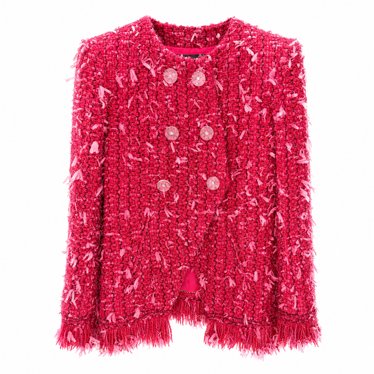 CHANEL - JACKET TWEED “PARIS COSMOPOLITE” RASPBERRY SIZE 38 FR