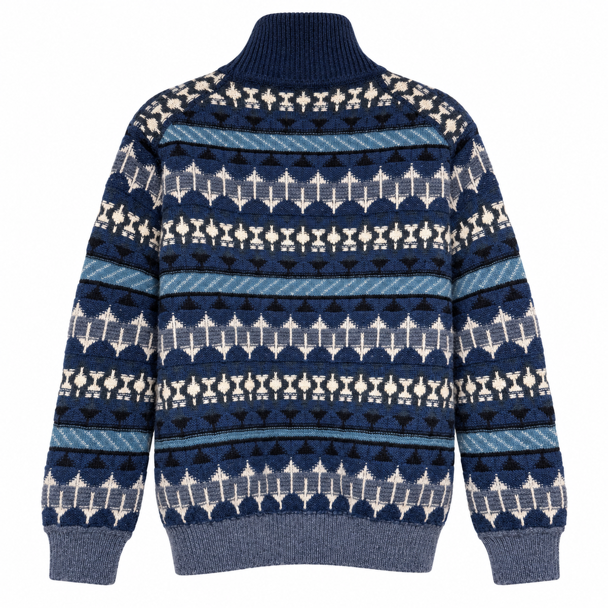 LORO PIANA - SWEATER TURTLENECK CASHMERE FANCY AEGEAN & WHITE SIZE M