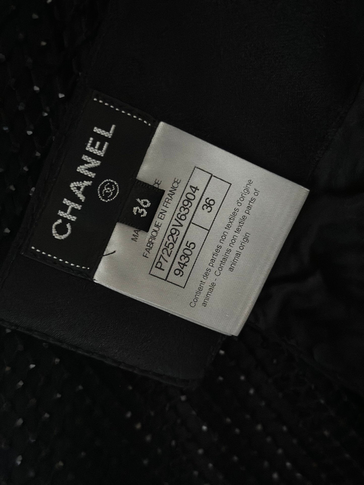 CHANEL - SKIRT BLACK CRYSTALS WHITE CAMELIA WITH LINING SIZE 36 FR