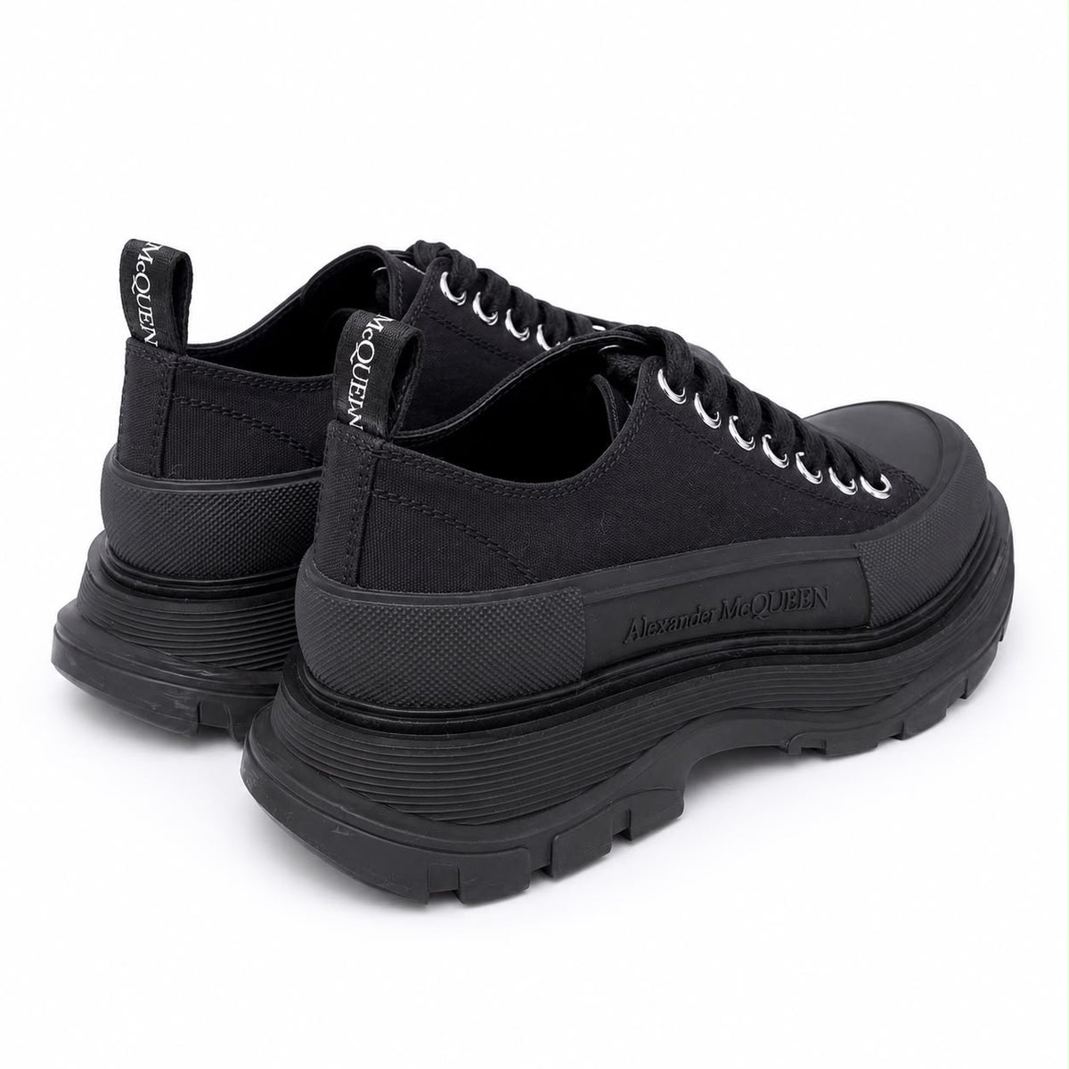 ALEXANDER MCQUEEN - SNEAKERS TREAD SLICK BLACK CANVAS SIZE 38 EU