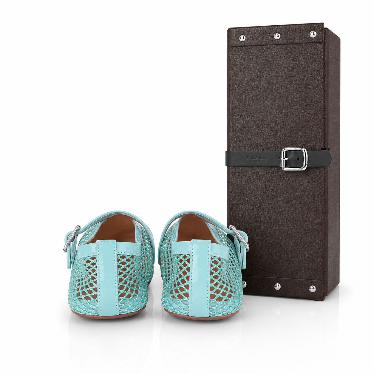 ALAÏA - *NEW* BALLET FLATS MARY JANE TURQUOISE MESH SIZE 38 EU