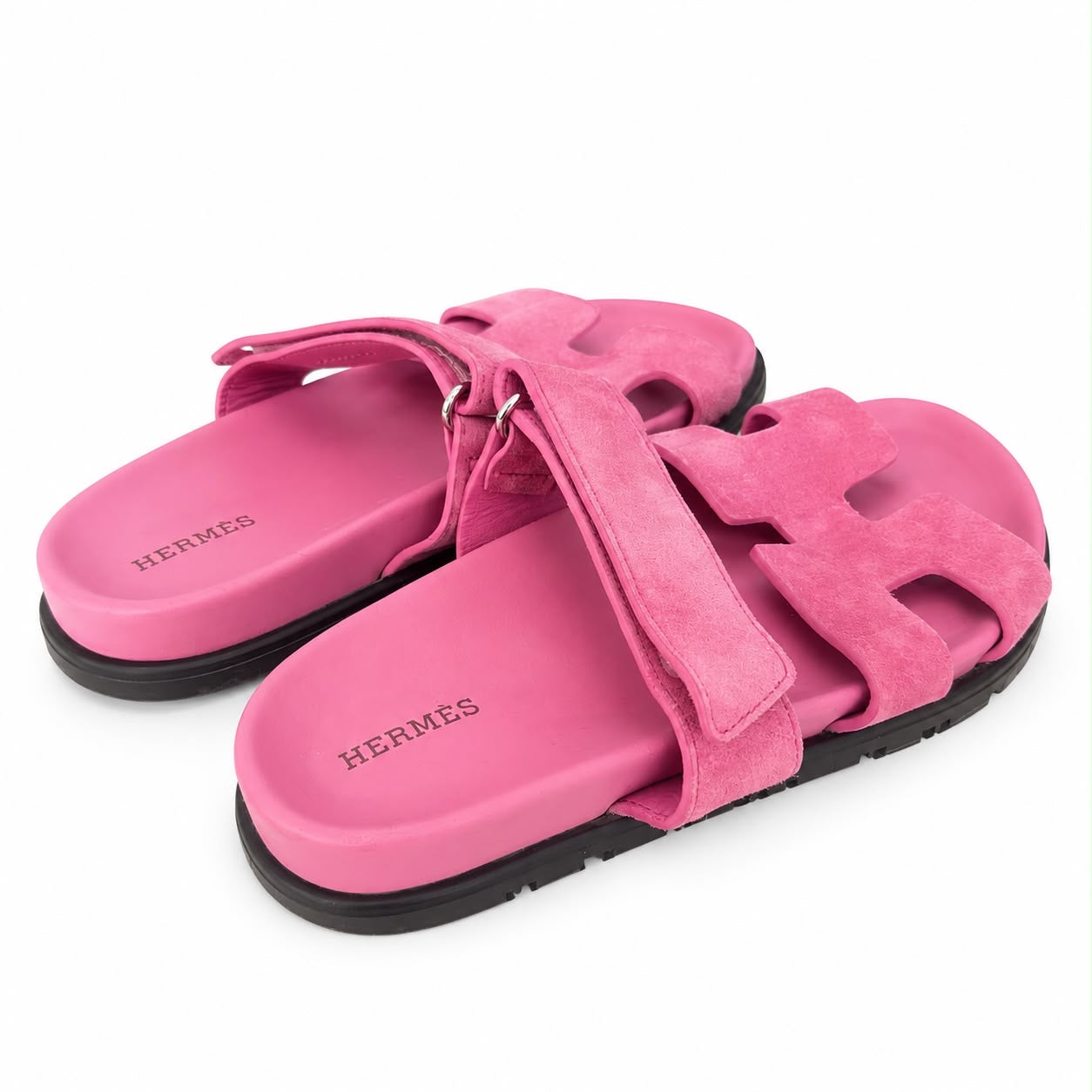HERMÈS - SANDALS CHYPRES PINK SUEDE LEATHER SIZE 37