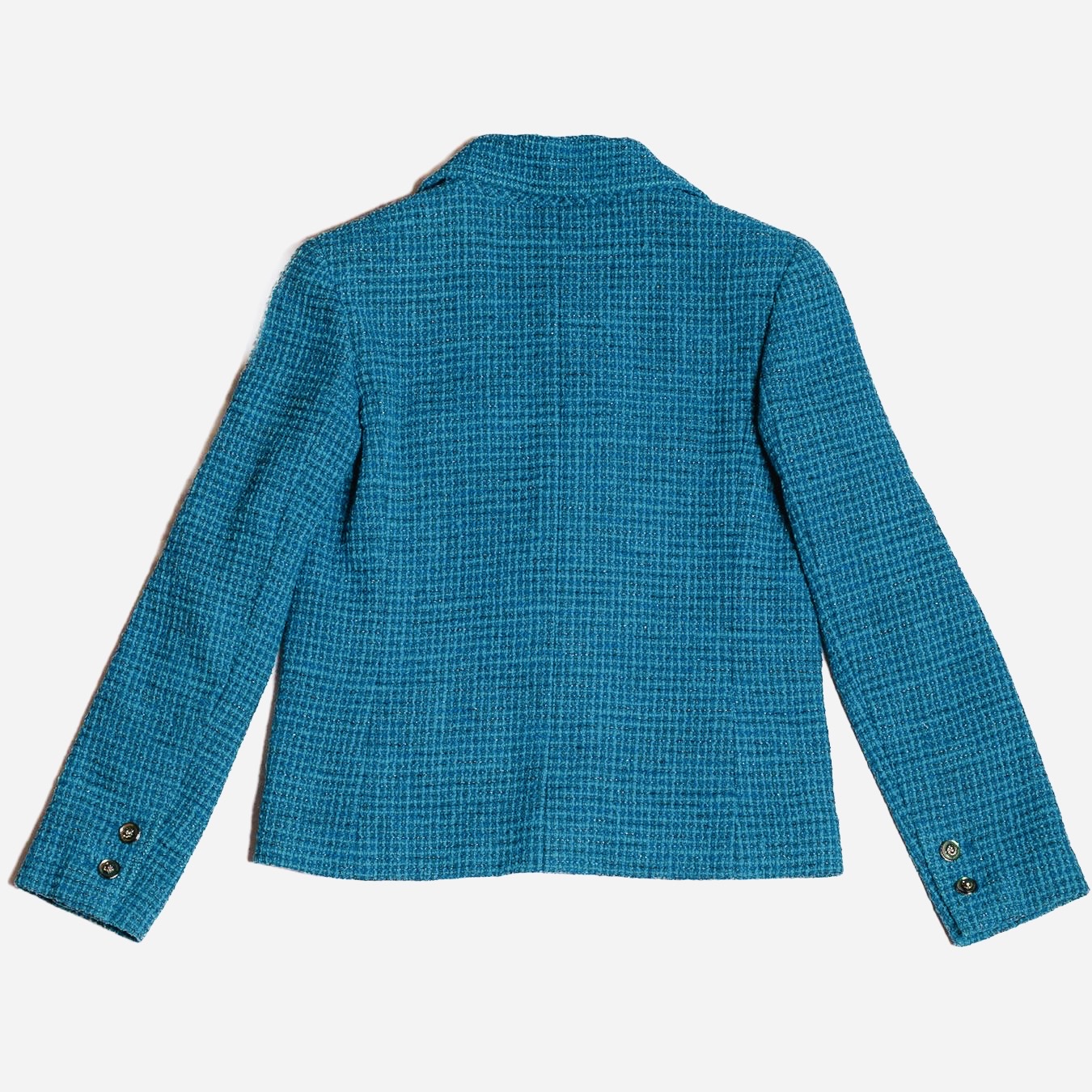 CHANEL - BLAZER TURQUOISE BLUE TWEED SIZE 38 FR