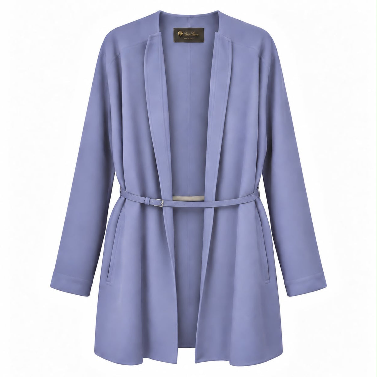 LORO PIANA - COAT PURPLE CASHMERE WITH BELT SIZE L