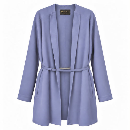 LORO PIANA - COAT PURPLE CASHMERE WITH BELT SIZE L