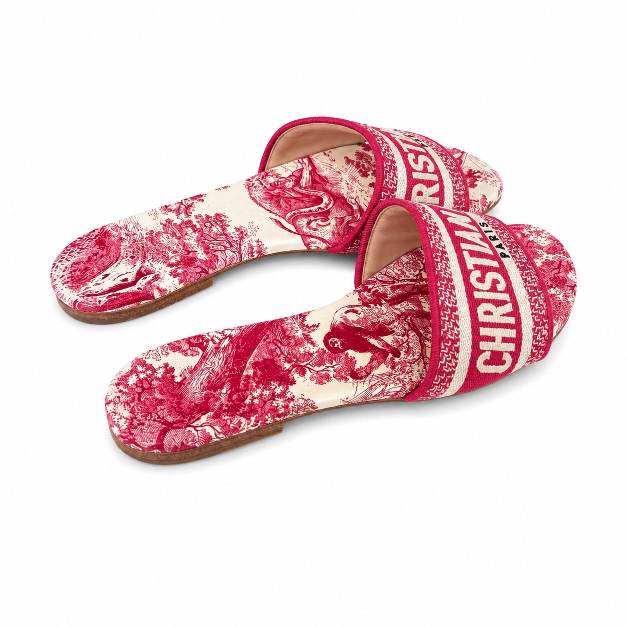 DIOR - SANDALS TOILE DE JOUY WHITE AND RED SIZE 36 EU