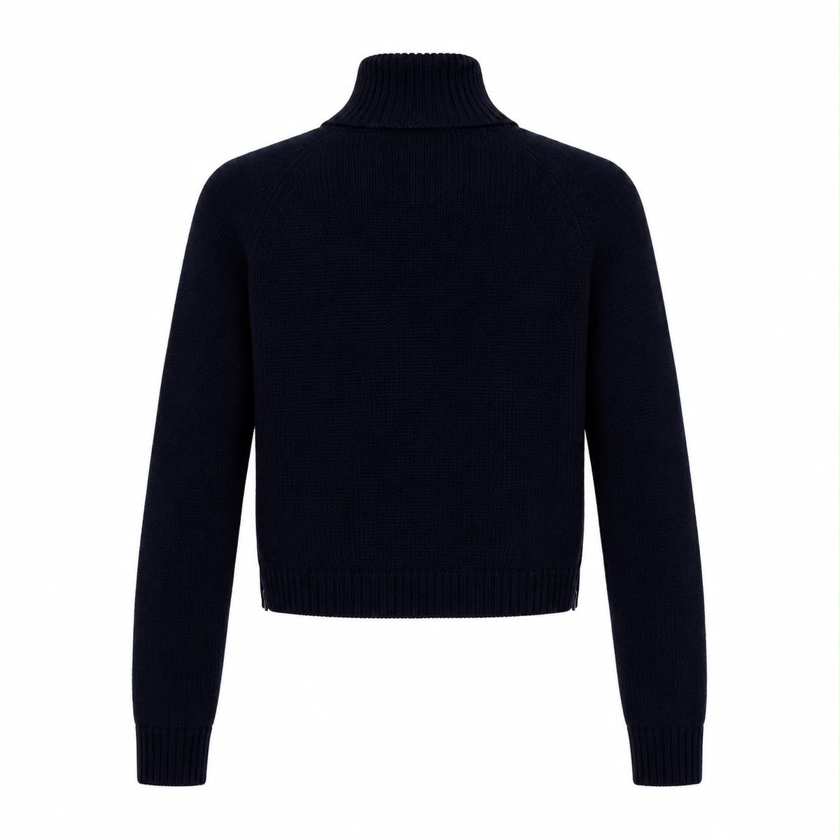 DIOR - SWEATER TURTLENECK BLACK RIBBED WITH ZIP AND YELLOW STITCHING SIZE 36 FR