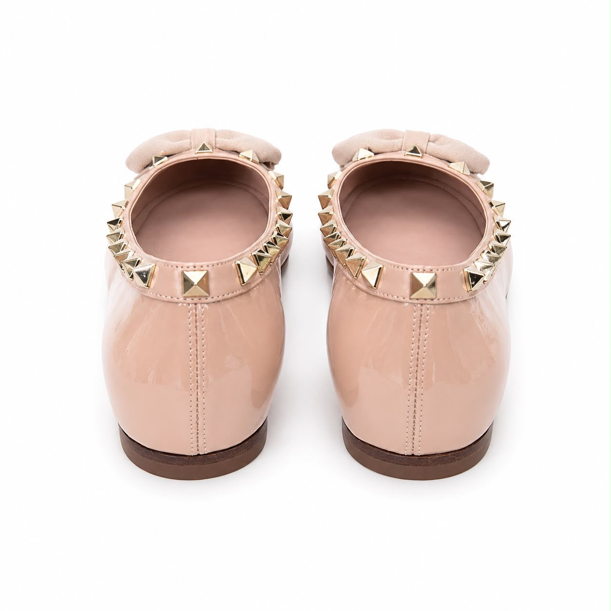 VALENTINO - BALLET FLATS ROCKSTUD PATENT LEATHER PINK SIZE 36,5 EU