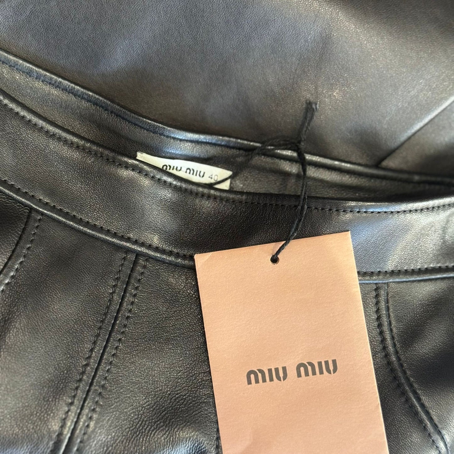 MIU MIU - *BRAND NEW* SKIRT MIDI BLACK LAMBSKIN SIZE 40 IT