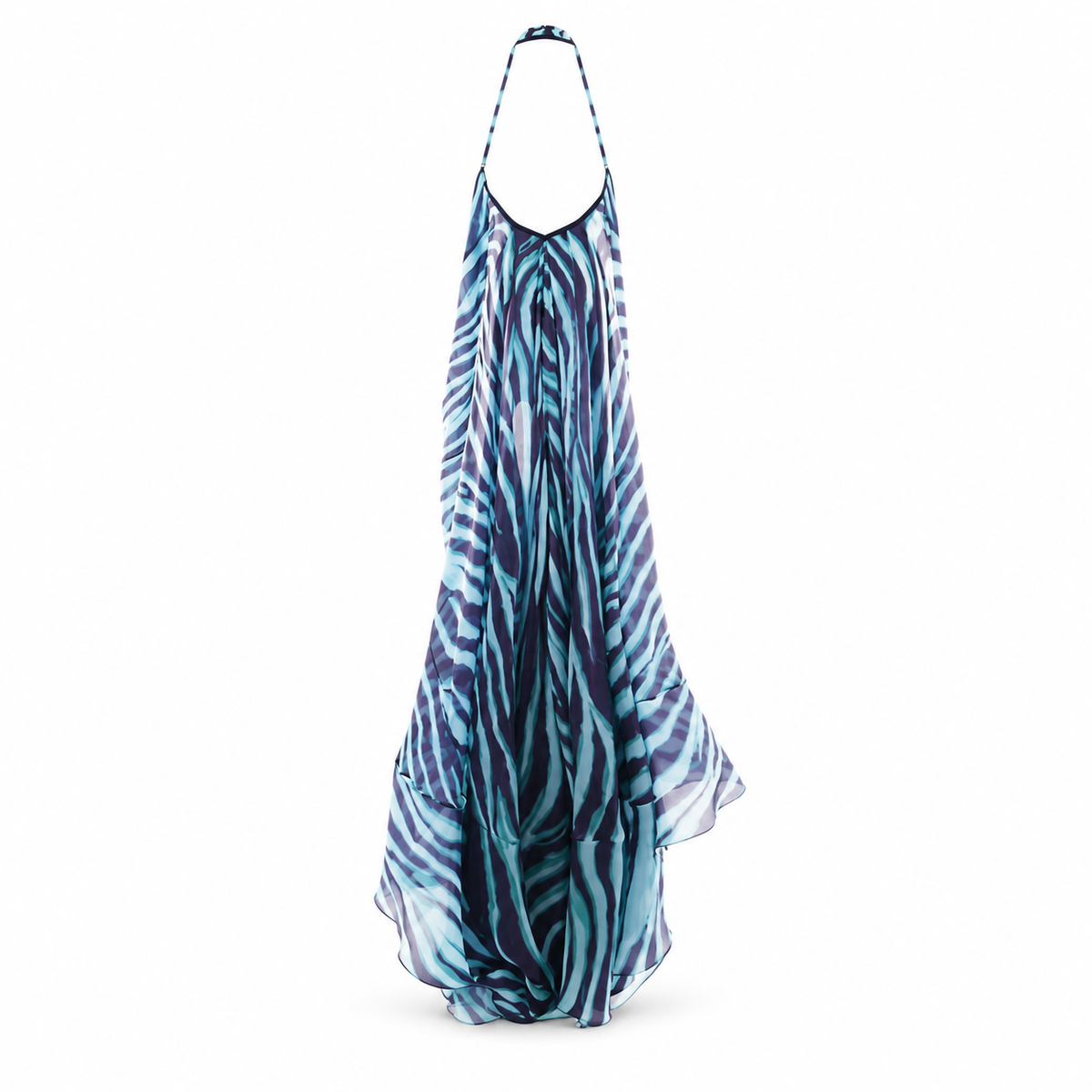 LOUIS VUITTON - MAXI DRESS ZEBRA PRINT PURPLE LIGHT BLUE SIZE 34 FR