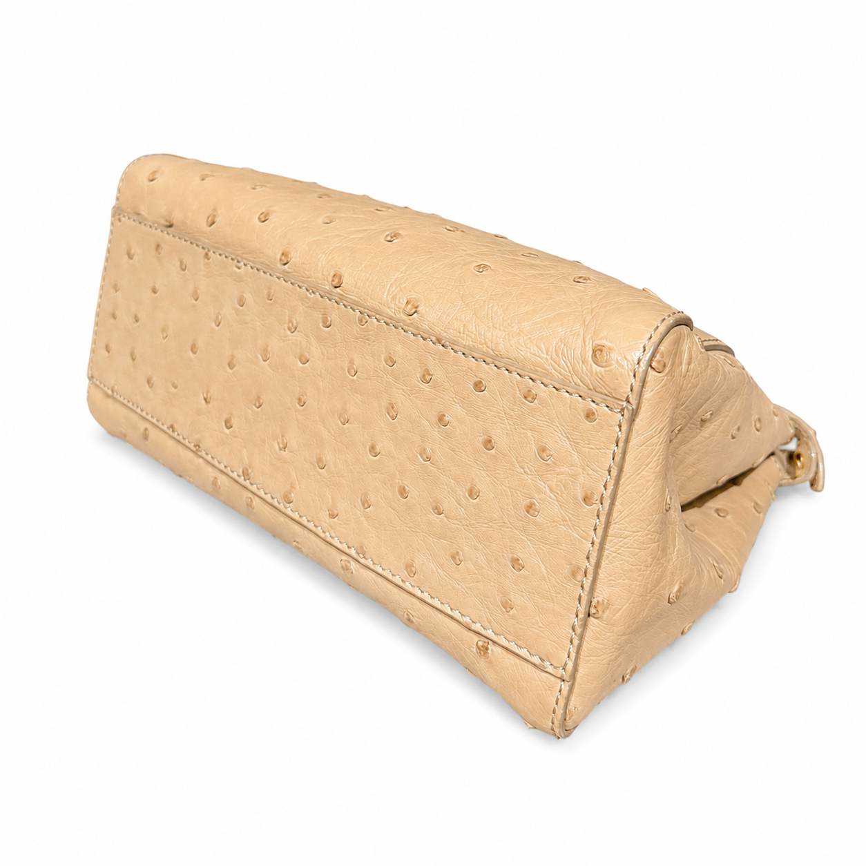 FENDI - PEEKABOO BAG BEIGE OSTRICH LEATHER WITH STRAP