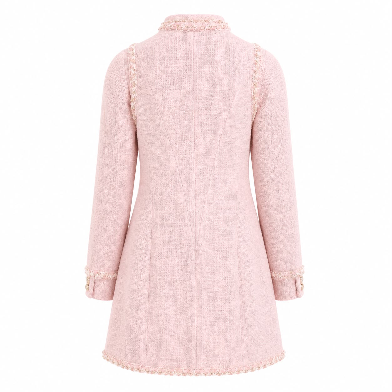 CHANEL - LONG COAT TWEED PINK SIZE 36 FR