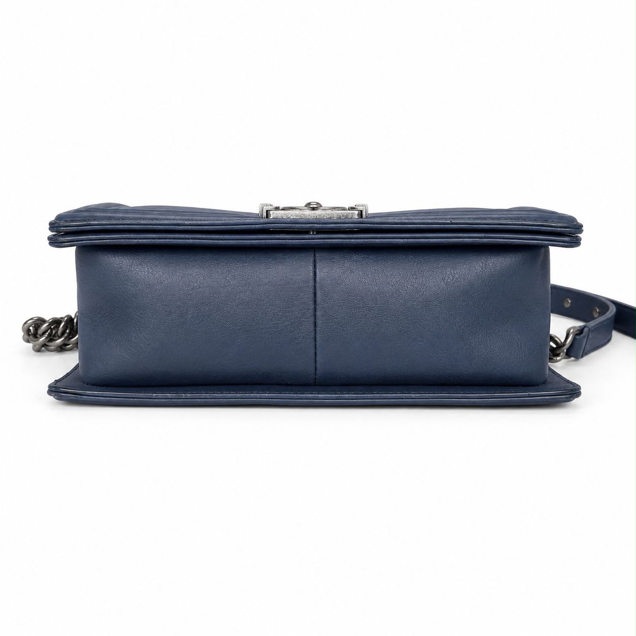 CHANEL - BAG BOY BLUE CALFSKIN AGED SILVER HARDWARE MEDIUM