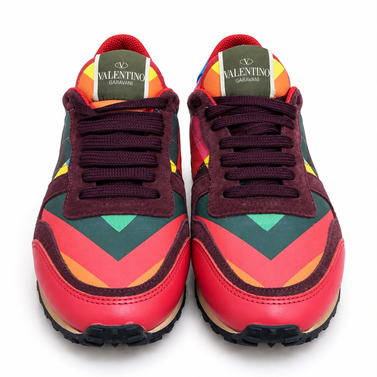 VALENTINO – SNEAKERS IN MULTICOLOURED LEATHER AND SUEDE SIZE 36 EU