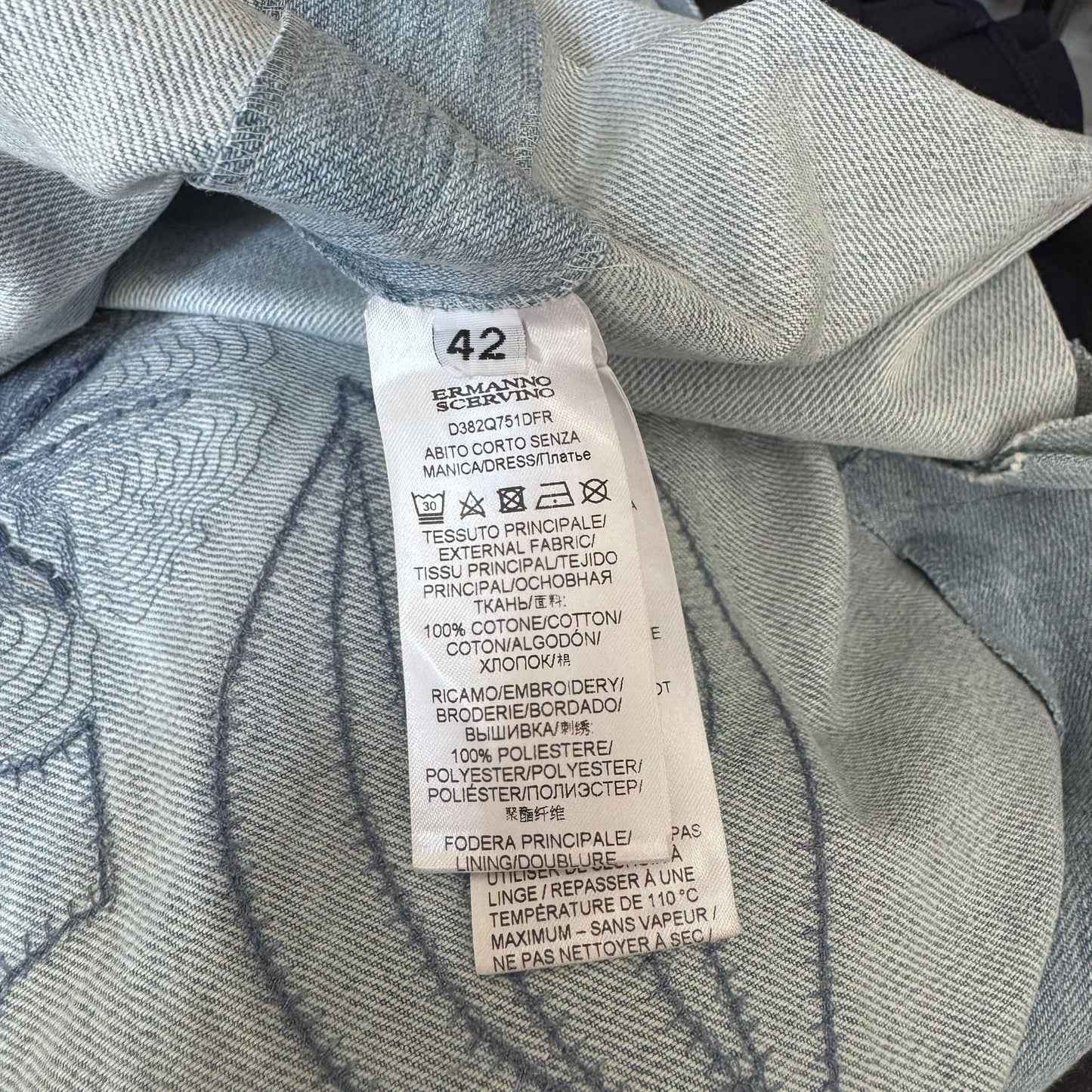 SCERVINO - DRESS DENIM OFF-SHOULDER LIGHT BLUE SIZE 42 IT