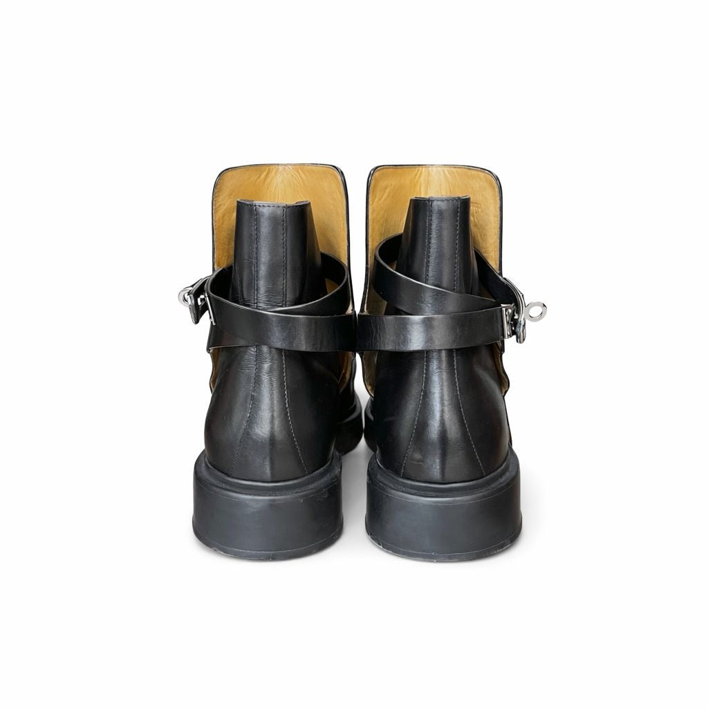HERMÈS - ANKLE BOOTS BLACK LEATHER SIZE 40 EU