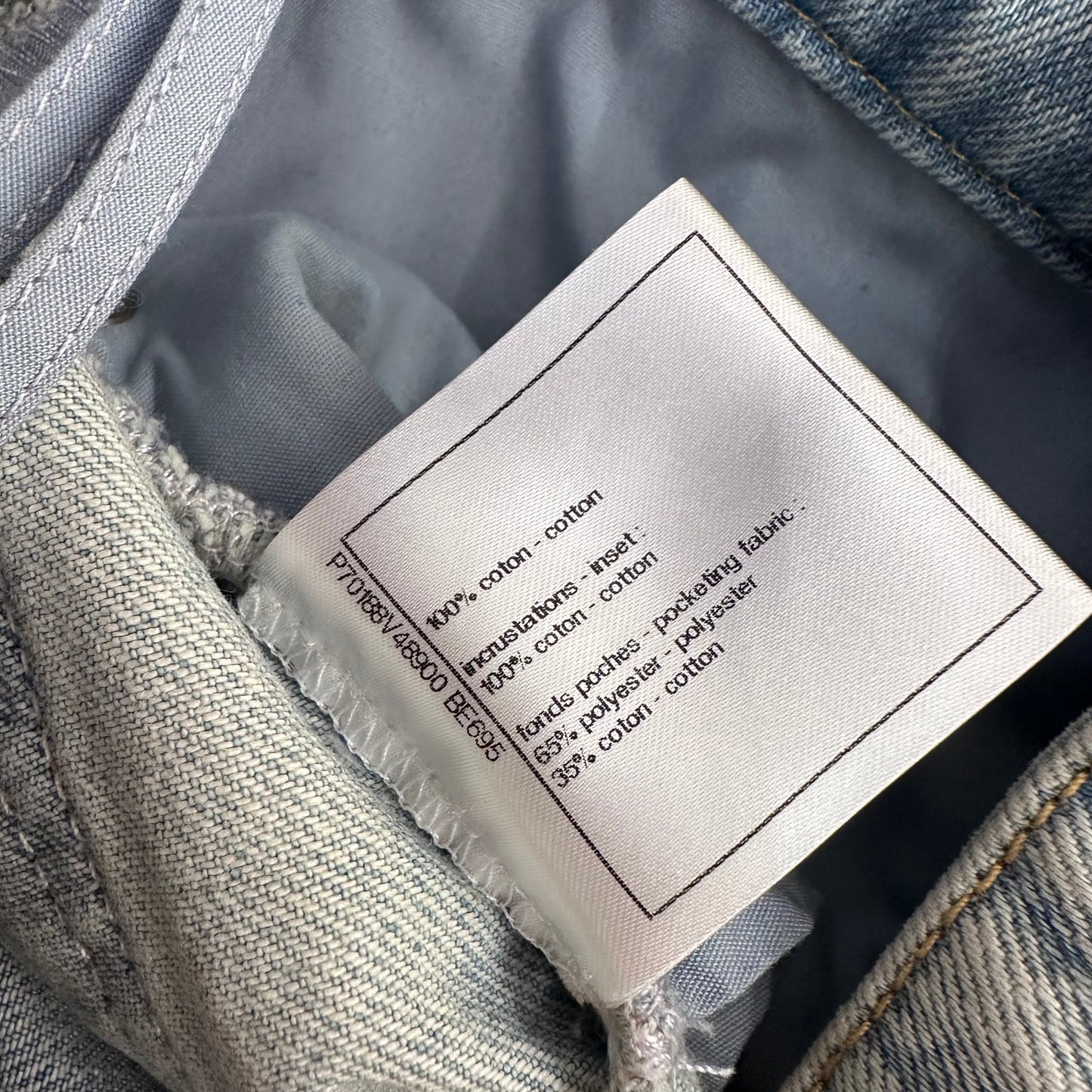 CHANEL - DENIM JEANS LIGHT BLUE CAMELIA SIZE 36 FR